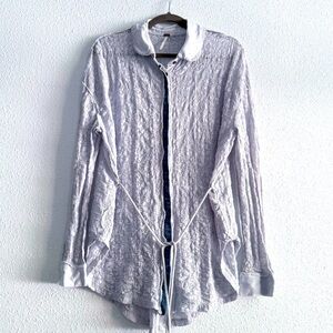 Free People Button Down Tied at Waist Lace Like Fabric Size M